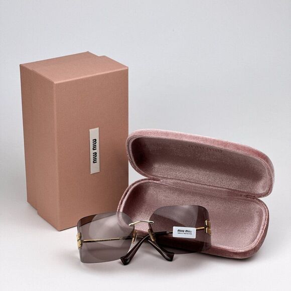 NEW Miu Miu MU54YS 5AK06I RUNWAY Gold Purple Brown Wraparound Women Sunglasses main image 11